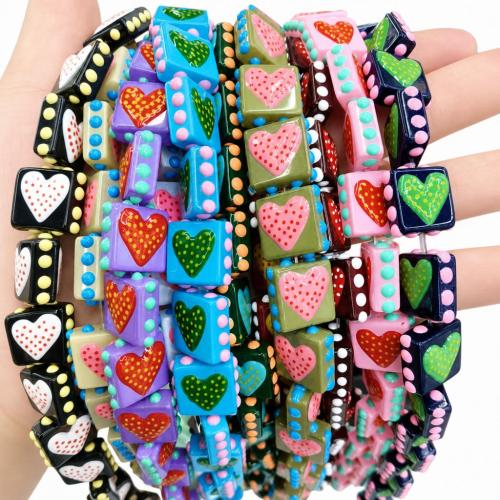 бусины Lampwork ручной работы, Лэмпворк, DIY & с рисунками сердца, Много цветов для выбора, beads size 16-17mm, Приблизительно 20ПК/Strand, продается Strand