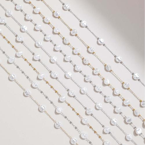 Decorative Beaded Chain, 304 Stainless Steel, with Plastic Pearl, plated, DIY 