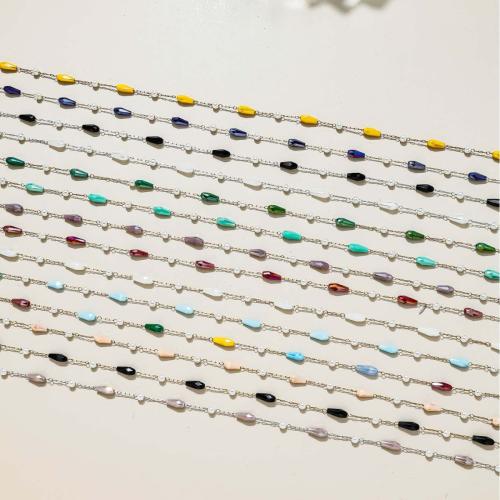 Cadena de cuentas de piedras preciosas, acero inoxidable 304, con Seedbead, chapado, Bricolaje, más colores para la opción, Vendido por m