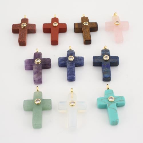 Joyas de piedras preciosas colgante, Cruces, Bricolaje & con diamantes de imitación, más colores para la opción, 30x18x7mm, Vendido por UD