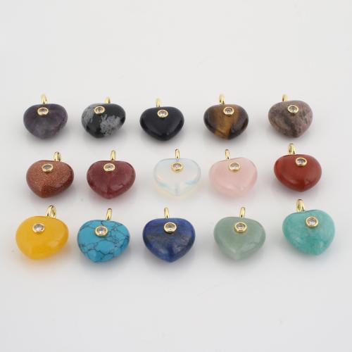 Joyas de piedras preciosas colgante, Corazón, Bricolaje & con diamantes de imitación, más colores para la opción, 26x20x11mm, Vendido por UD