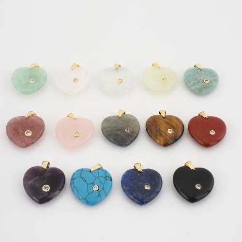 Joyas de piedras preciosas colgante, Corazón, Bricolaje & con diamantes de imitación, más colores para la opción, 26x23x7mm, Vendido por UD