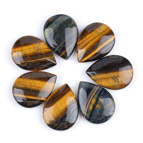 Decoración de semi piedras preciosas, Ojo de tigre, Gota, pulido, Bricolaje & sin agujero, Color aleatorio, 30x40x10mm, Vendido por UD