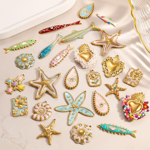 Кулоны из нержавеющей стали, Нержавеющая сталь 304, с Seedbead & Пластиковая жемчужина, вакуумное ионное покрытие, DIY & разные стили для выбора & эмаль & со стразами, продается PC[