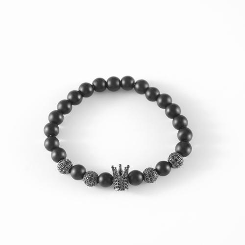 pierre noire bracelet, avec alliage de zinc, lion, pour homme & avec strass, Vendu par PC[