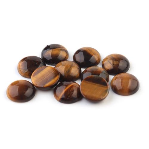 Gemstone Cabochons, Tiger Eye, Round, polished, DIY yellow 