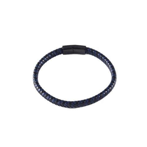 PU Leather Bracelet, with 304 Stainless Steel, handmade & for man 