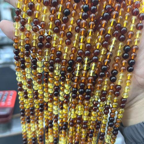 Abalorios de Ámbar Natural, ámbar, Esférico, Bricolaje, 6mm, aproximado 60PCs/Sarta, Vendido por Sarta