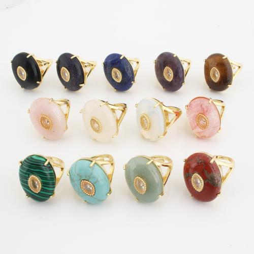 Anillo de dedo de latón de piedras preciosas, con metal, chapado en color dorado, unisexo & micro arcilla de zirconia cúbica, más colores para la opción, 24x23x30mm, Vendido por UD