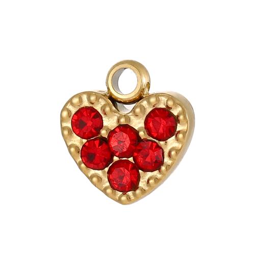 Pendentifs en acier inoxydable strass, Acier inoxydable 304, coeur, Placage de couleur d'or, DIY & avec strass, plus de couleurs à choisir Vendu par PC