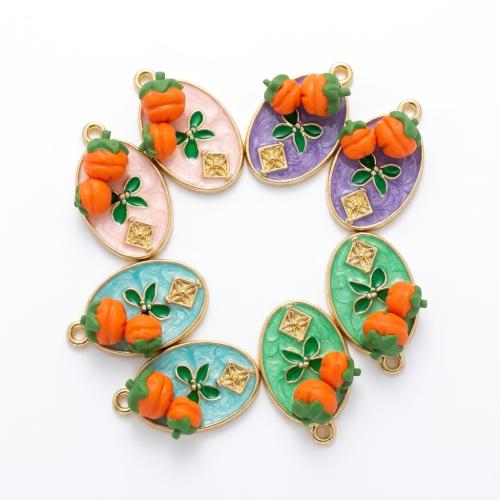 Pendentifs argile de polymère Fimo, avec alliage de zinc, ovale plat, Placage de couleur d'or, DIY & émail, plus de couleurs à choisir Environ 2mm, Vendu par PC[