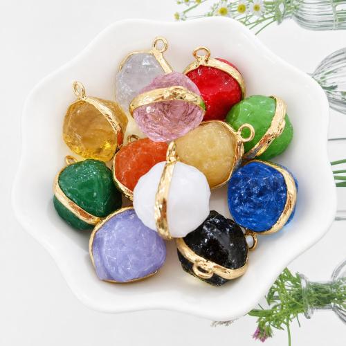Gemstone Jewelry Pendants, gold color plated, DIY pendant size 17-21mm 