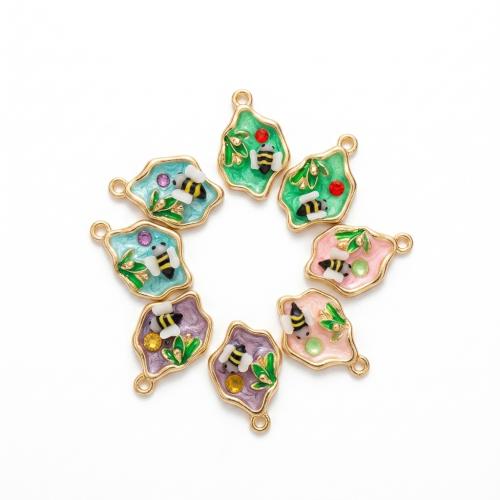 Polymer Clay Zinc Alloy Pendants, with Zinc Alloy, gold color plated, DIY & enamel & with rhinestone Approx 2mm 
