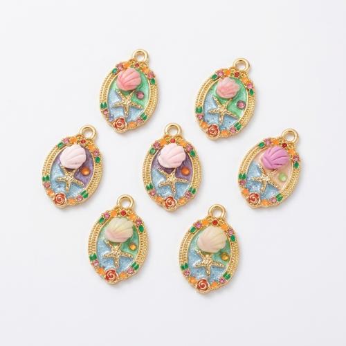 Polymer Clay Zinc Alloy Pendants, with Zinc Alloy, gold color plated, ocean design & DIY & enamel Approx 2mm 