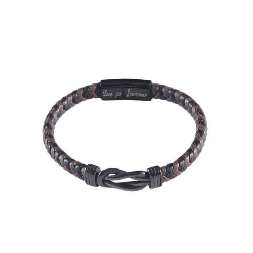 PU Leather Bracelet, with Zinc Alloy, plated & for man 