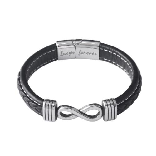 PU Leather Bracelet, with 304 Stainless Steel, vintage & for man, black 