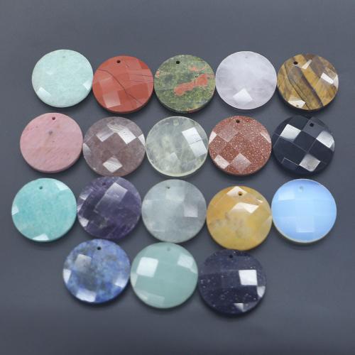 Gemstone ювелирные изделия Кулон, Полудрагоценный камень, Плоская круглая форма, полированный, DIY & различные материалы для выбора & граненый, продается PC