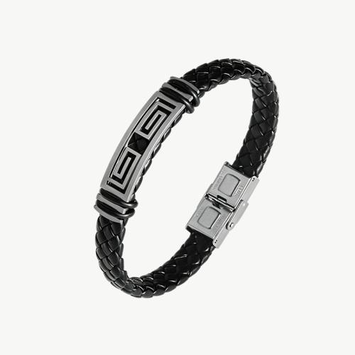 PU Leather Bracelet, with 304 Stainless Steel, vintage & for man 
