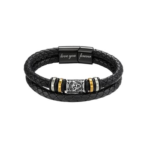 PU Leather Bracelet, with 304 Stainless Steel, plated, multilayer & for man 
