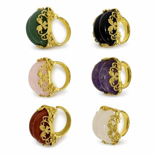 Gemstone Cuff Finger Ring, with Zinc Alloy, fashion jewelry & Unisex & adjustable 