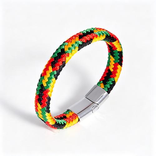 Zinc Alloy Bracelet, with Polyester Cord, plated & for man, multi-colored 