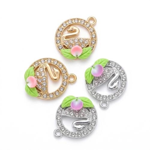 Polymer Clay Zinc Alloy Pendants, with Zinc Alloy, Swan, plated, DIY & enamel & with rhinestone & hollow Approx 2mm [