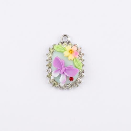 Polymer Clay Zinc Alloy Pendants, with Zinc Alloy, plated, DIY & enamel & with rhinestone Approx 2mm [