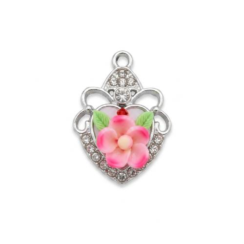 Polymer Clay Zinc Alloy Pendants, with Zinc Alloy, plated, DIY & with rhinestone Approx 2mm [