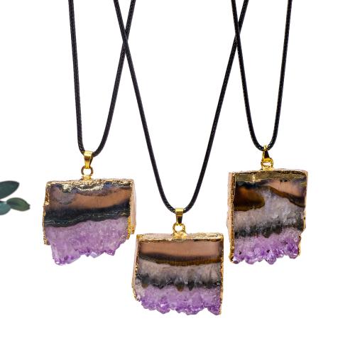 Amethyst Pendant February Birthstone , gold color plated, random style & DIY, pendant size 20-30mm 