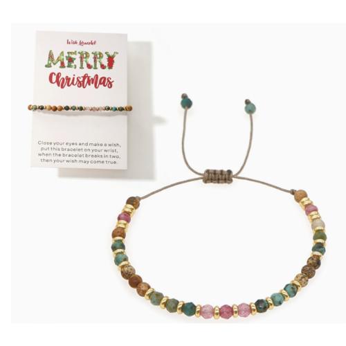 Bracelets en pierres précieuses, Turquoise africain, avec calcédoine & cordon de polyester, Motif géométrique, fait à la main, style folk & pour femme & facettes, beads length 4mm Environ 6-10 pouce, Vendu par PC