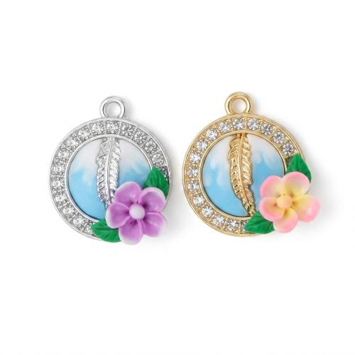 Polymer Clay Zinc Alloy Pendants, with Zinc Alloy, plated, DIY & enamel & with rhinestone Approx 2mm [