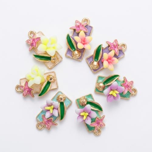 Polymer Clay Zinc Alloy Pendants, with Zinc Alloy, plated, DIY & with flower pattern & enamel Approx 2mm 