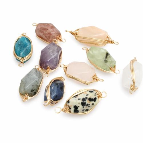 Gemstone Jewelry Connectors, with brass wire, Geometrical Pattern, DIY 