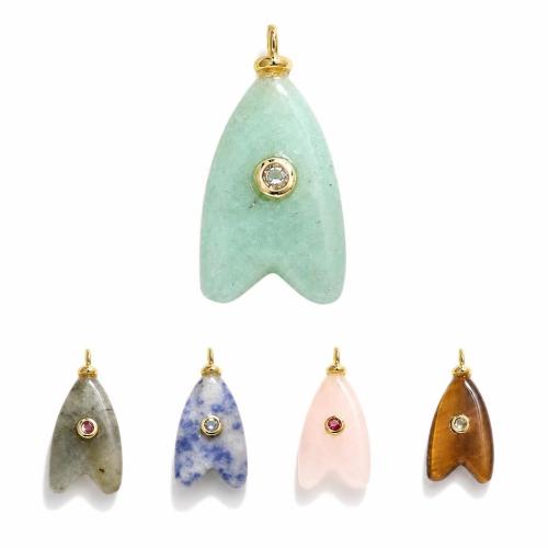 Gemstone Brass Pendants, with Brass, DIY & with rhinestone 