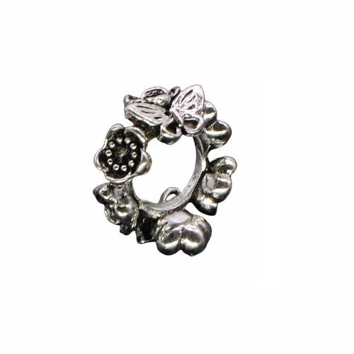 Zinc Alloy Jewelry Pendants, antique silver color plated, DIY & with flower pattern 