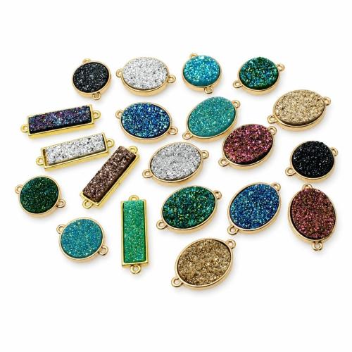 Gemstone Jewelry Connectors, with Brass, Geometrical Pattern, druzy style & DIY 