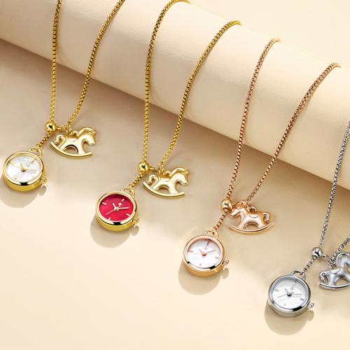 Zinc Alloy Watch Necklace, with 304 Stainless Steel Chain, Horse, plated, Life water resistant & for woman Approx 90 cm 