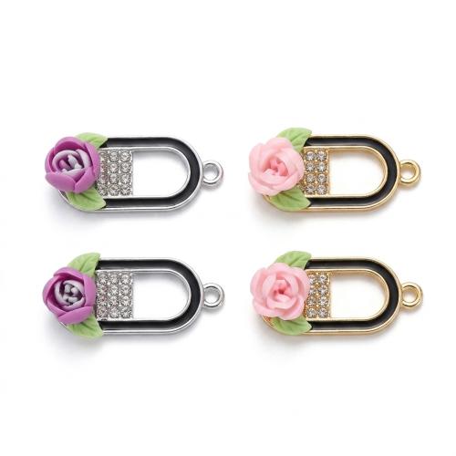 Polymer Clay Zinc Alloy Pendants, with Zinc Alloy, plated, DIY & enamel & with rhinestone Approx 2mm [