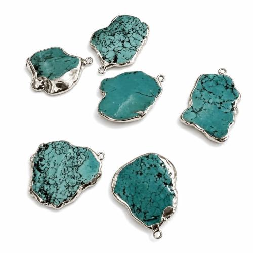 Synthetic Turquoise Pendant, with Zinc Alloy, irregular, plated, DIY, size - Approx 2mm [