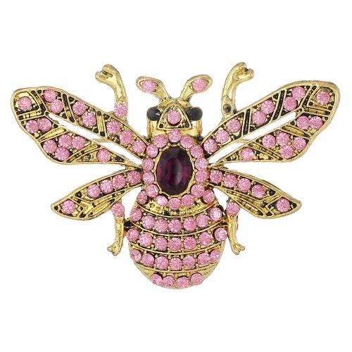 Zinc Alloy Brooch, Bee, gold color plated, Unisex & with rhinestone 