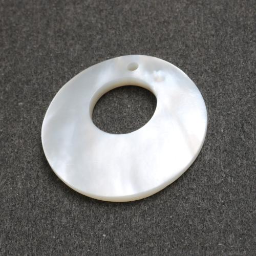 White Shell Pendants, Donut, polished, DIY & hollow, 25mm 