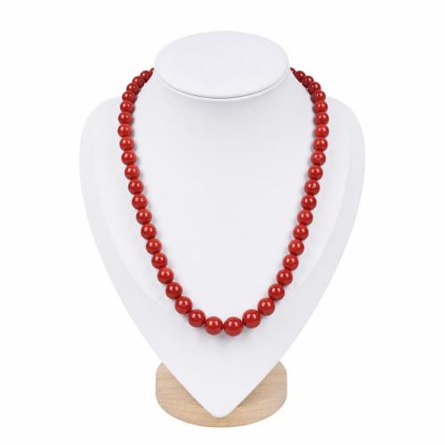 Synthetic Coral Necklace, Round, Unisex Approx 55 cm 