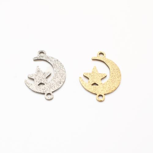 Stainless Steel Charm Connectors, 304 Stainless Steel, Moon and Star, plated, DIY 