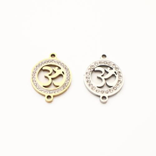 Stainless Steel Charm Connectors, 304 Stainless Steel, plated, DIY & with rhinestone & hollow 