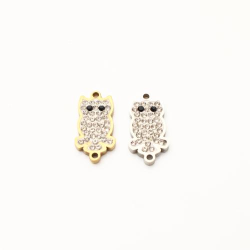 Stainless Steel Charm Connectors, 304 Stainless Steel, plated, DIY & with rhinestone 