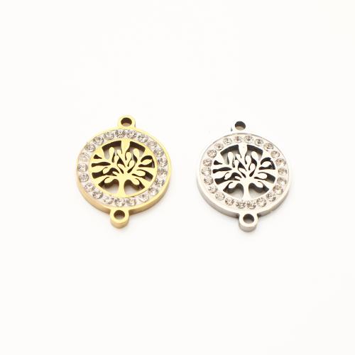Stainless Steel Charm Connectors, 304 Stainless Steel, plated, DIY & with rhinestone & hollow 