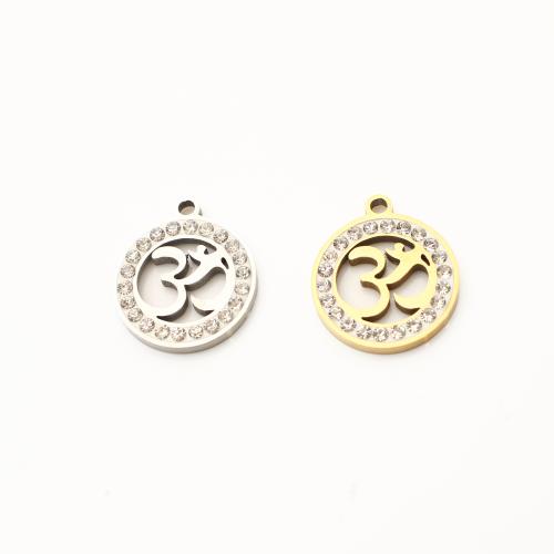 Rhinestone Stainless Steel Pendants, 304 Stainless Steel, plated, DIY & with rhinestone & hollow 