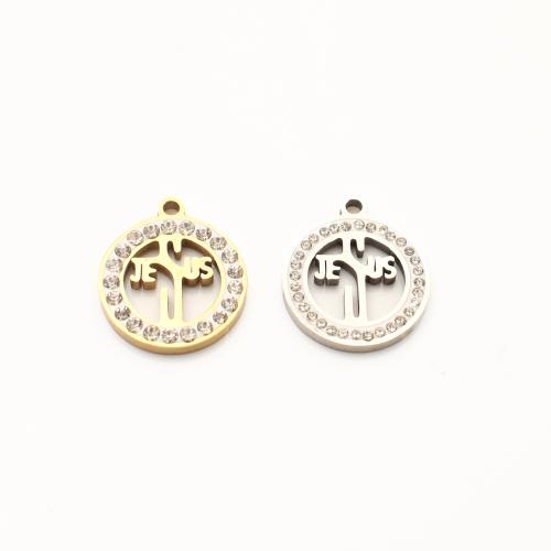 Rhinestone Stainless Steel Pendants, 304 Stainless Steel, plated, DIY & with rhinestone & hollow 
