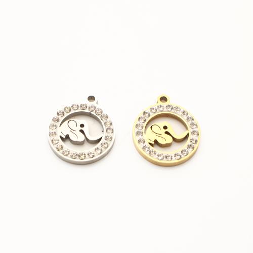 Rhinestone Stainless Steel Pendants, 304 Stainless Steel, plated, DIY & with rhinestone & hollow 