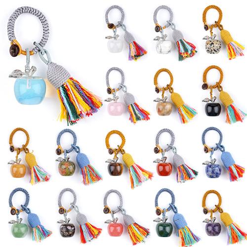 Gemstone Key Clasp, with Polyester Cord, Apple & Unisex, 63mm 